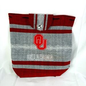 NCAA OKLAHOMA SOONERS Mexican Woven Backpack/Drawstring Bag‎ (B) Red And Gray